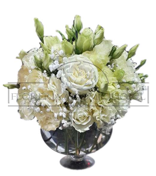 Copa elegante en Rosas y Lisianthus